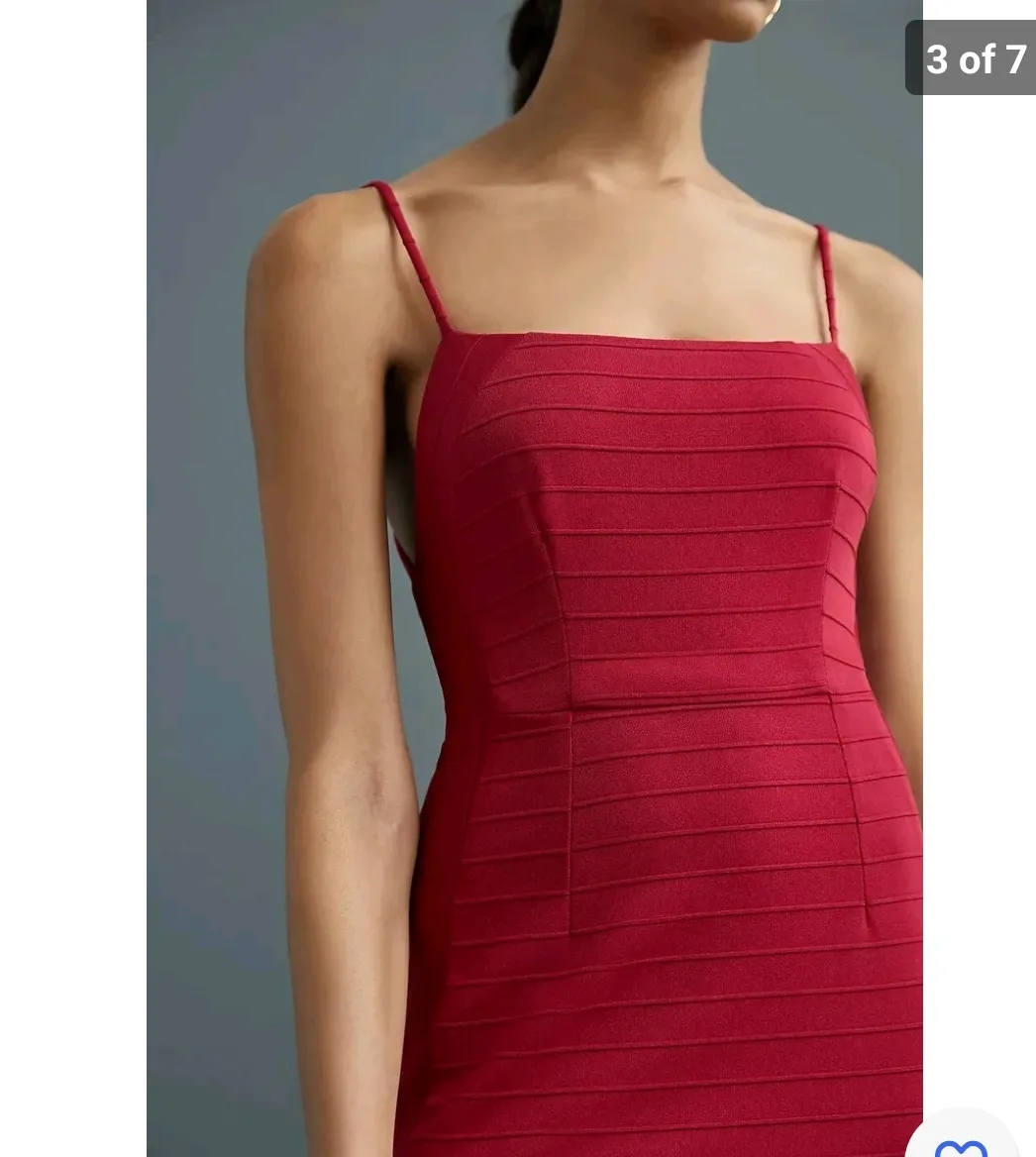 Anthropologie  Square Neck Slim Midi Dress Size Xs - Image 3