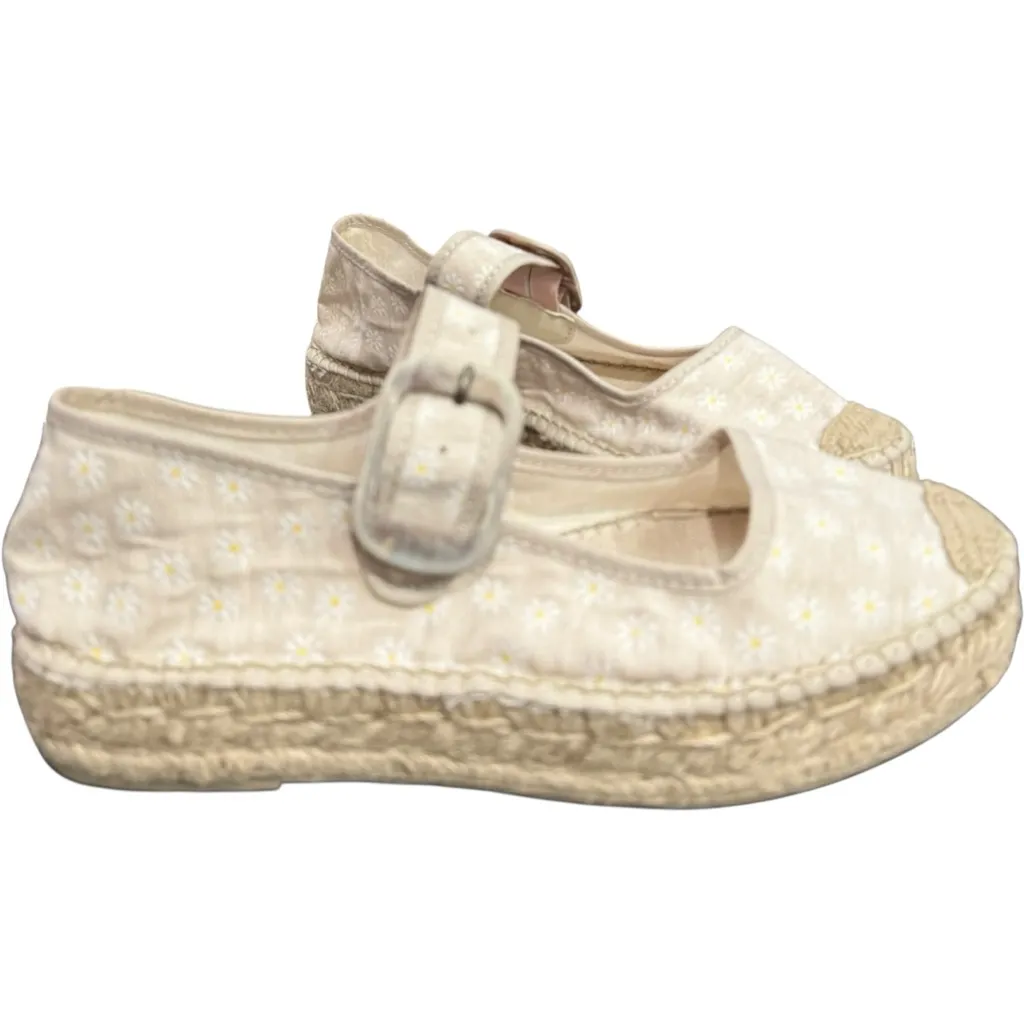 New FREE PEOPLE Surfside Daisy Mary‎ Janes Platform Espadrille Shoes / Ecru 38 8 - Image 2