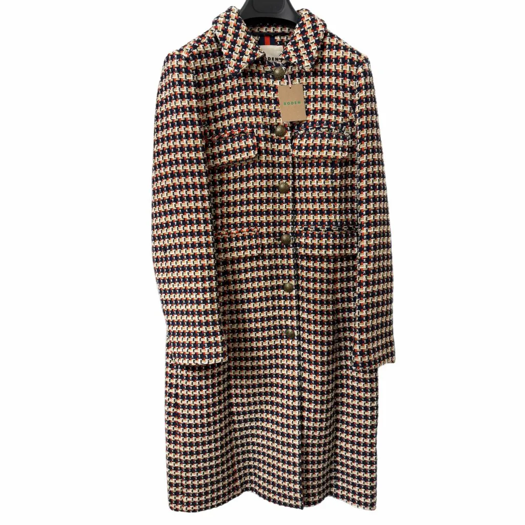 NWT Boden Pocket Detail Coat Camel Navy Red - Image 4