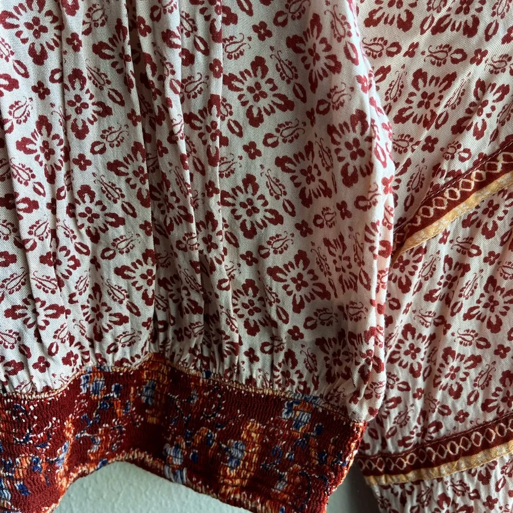 Tribal floral print long sleeve crop top - Image 2