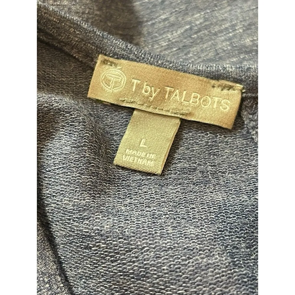 T By Talbots Soft Jersey Knit Heathered Blue Cap Sleeve Athleisure Dress L NWT - Image 5