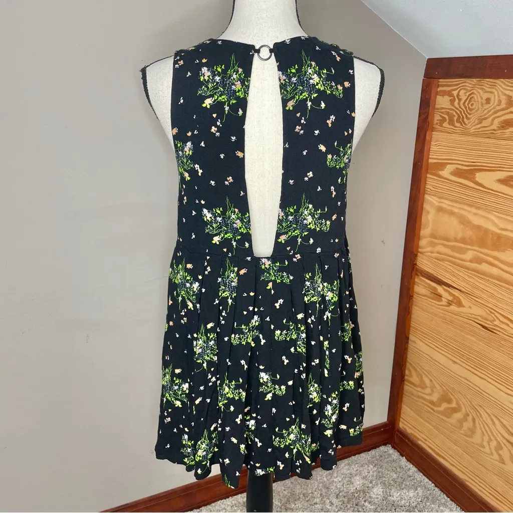 Free People Lovely Day Printed Tunic Top Mini Dress Black Floral Extra Small XS - Image 3