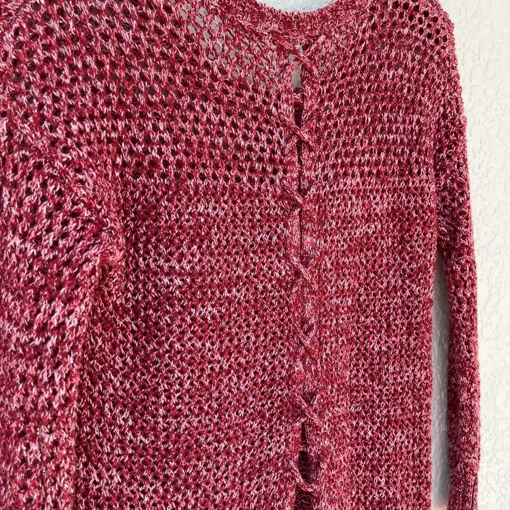 Lucky Brand women crochet lace up knit sweater size S - Image 6