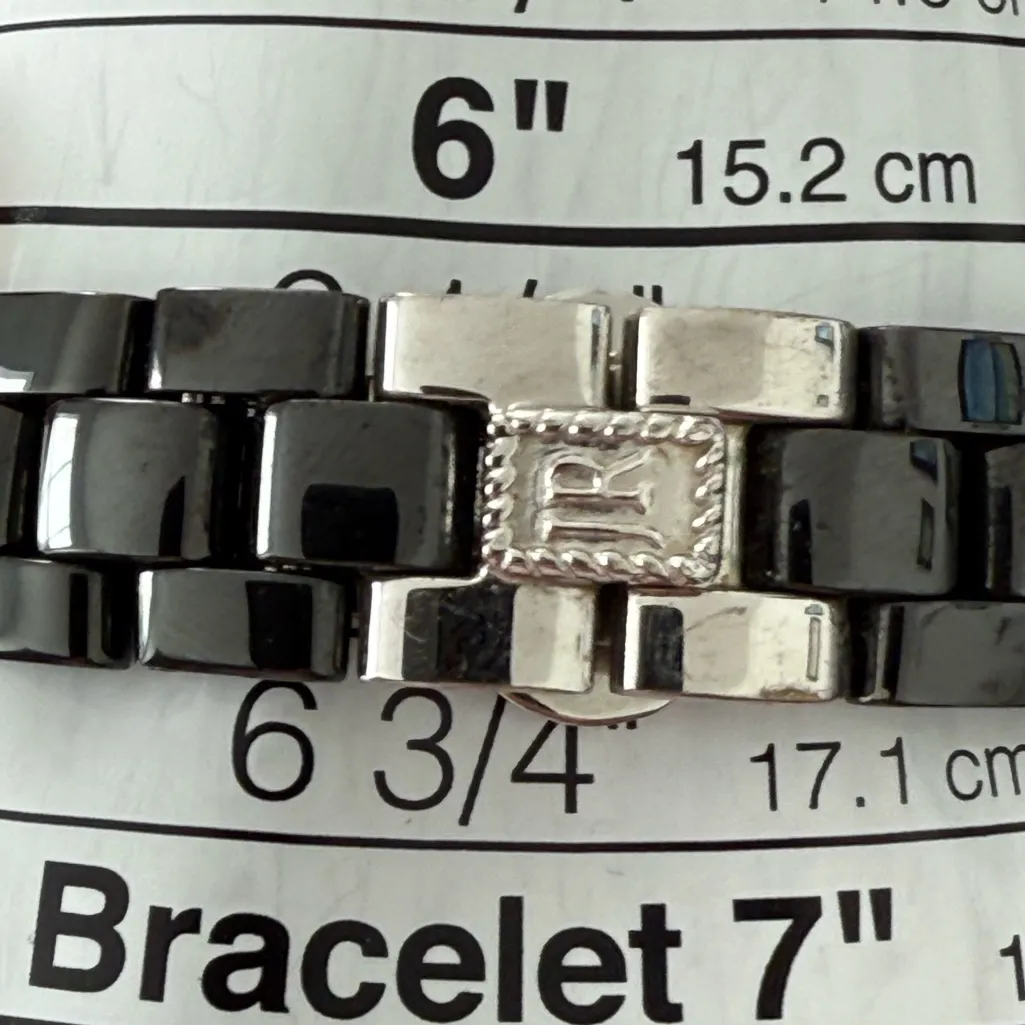 Judith Ripka Ceramic Bracelet Ladies Watch Pearl Dial Crystal Embellishments - Image 12