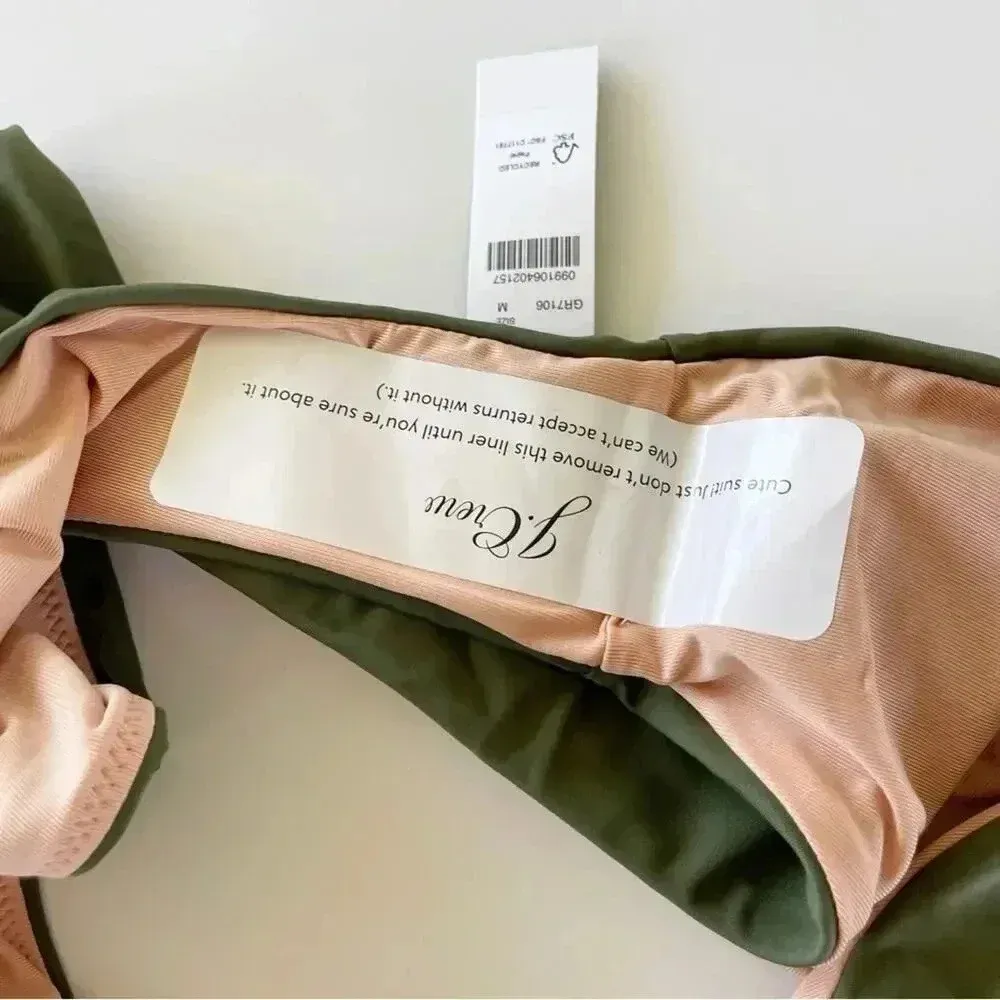 J.Crew Curved waist High Leg Cut cheeky bikini bottom Safari Green Medium NWT - Image 7