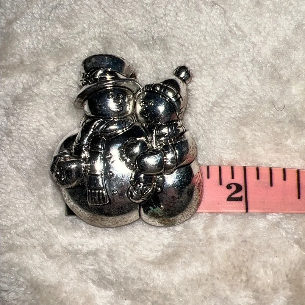 Vintage Silver Snowman couple cute brooch for the holidays - Image 4