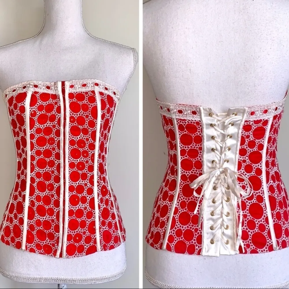 Bebe  Eyelet Lace Sequin Corset - Image 2