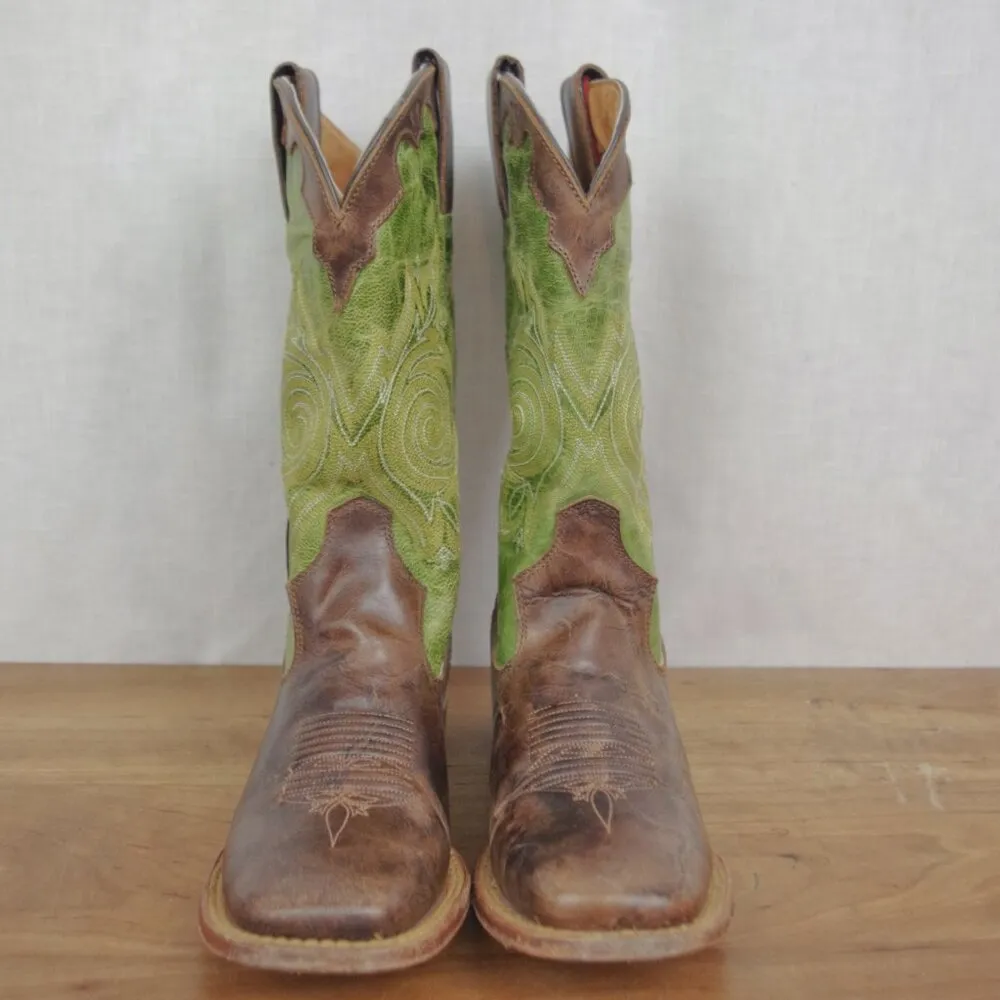 Ladies' Rocky Handhewn Leather Western Boots Size 7M Green - Image 9