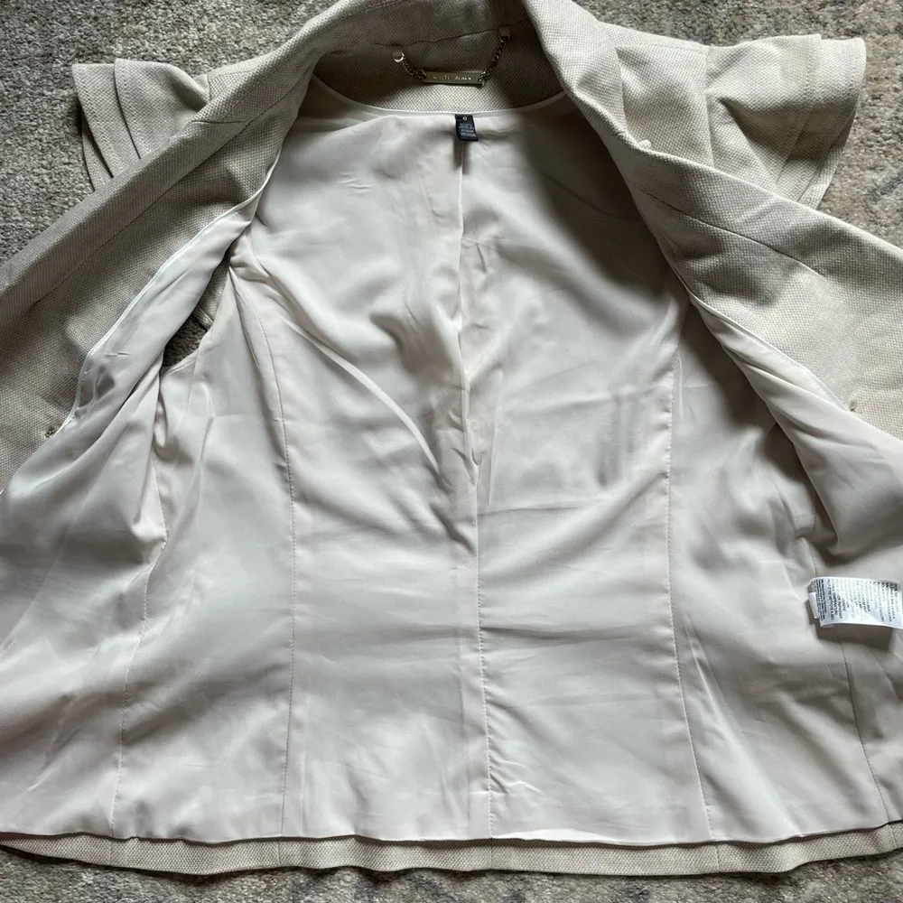 White House Black Market Ruffle Cap Sleeve Double Breasted Waist Coat Vest - Image 4