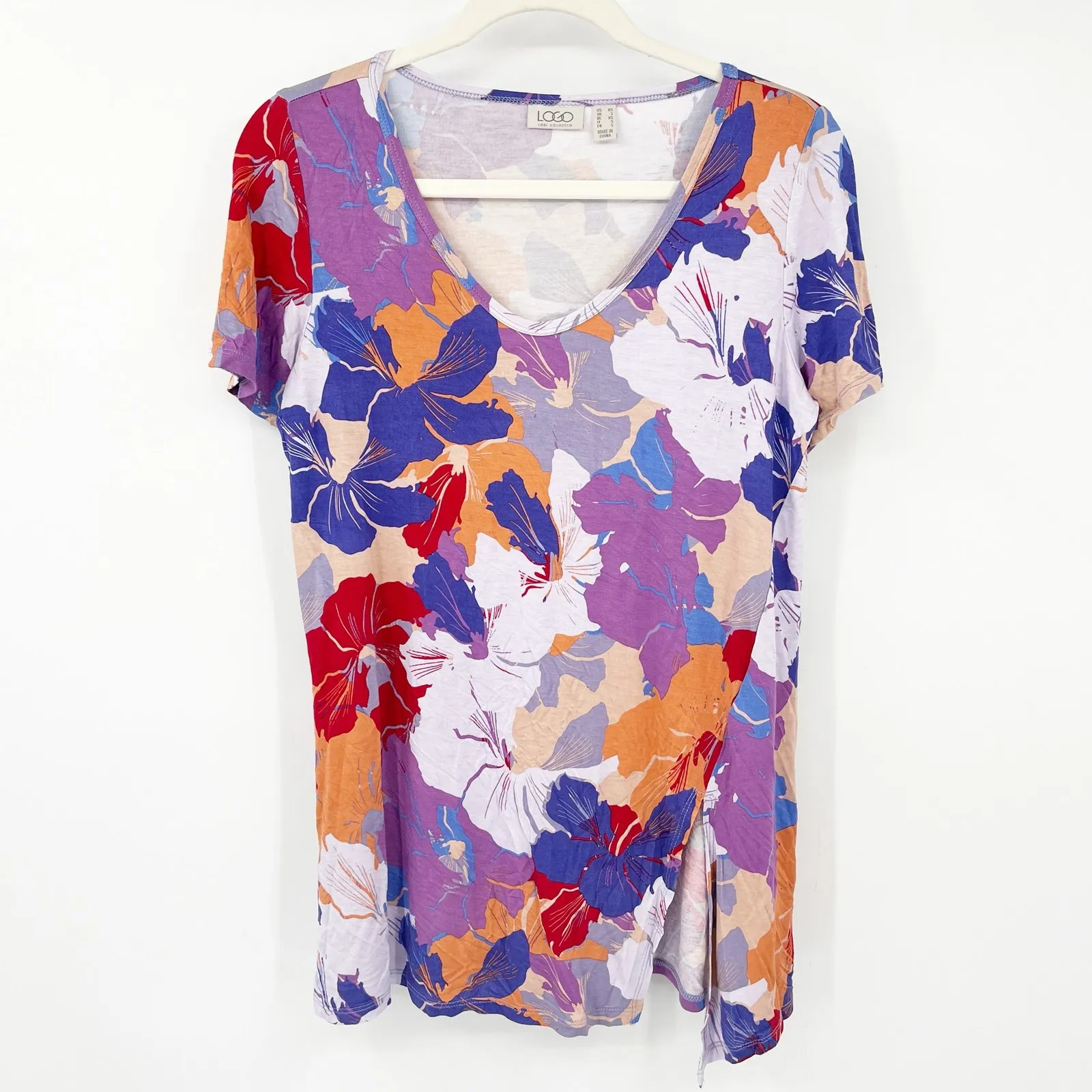 LOGO by Lori Goldstein Womens Bundle Lot (2) Floral Blouse & Camo‎ Tank Top XS - Image 4