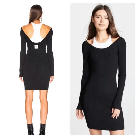 T by Alexander Wang Black and White Bi-Layer Bodycon Dress XS - Image 2