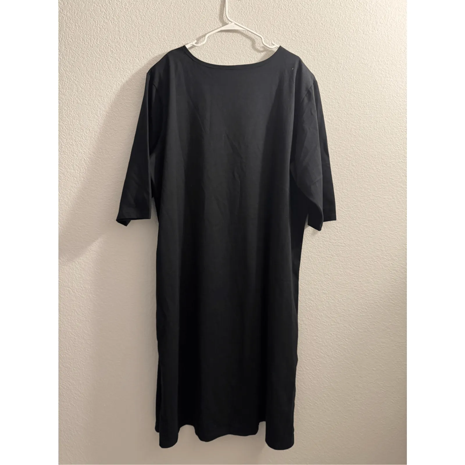 Vintage Karla Marie Applique Snowman Maxi Dress Black Slit Hem Size 2X - Image 2