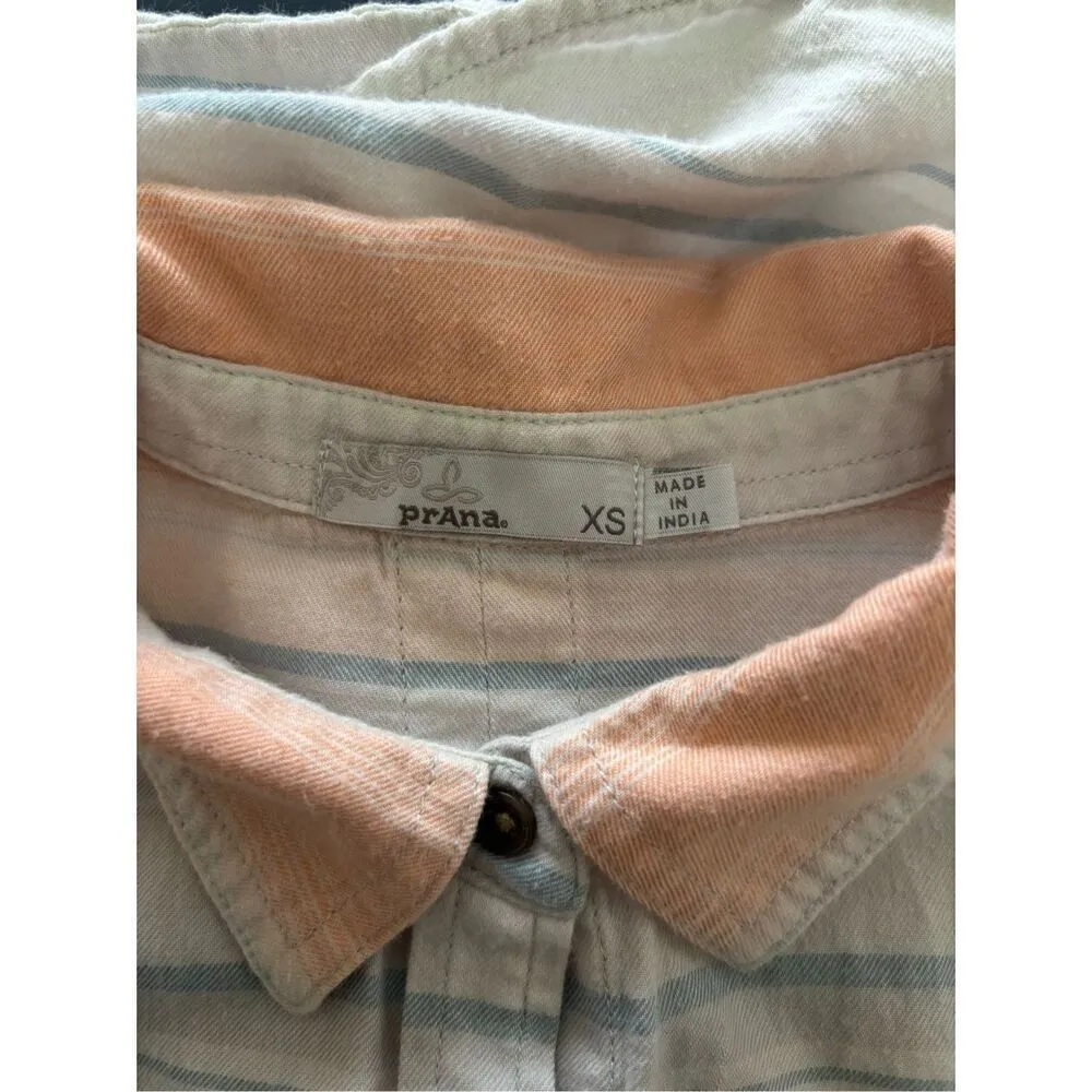 Prana Womens Button Up Shirt 100 % Organic Cotton Size XS Roll Tab Sleeve - Image 2