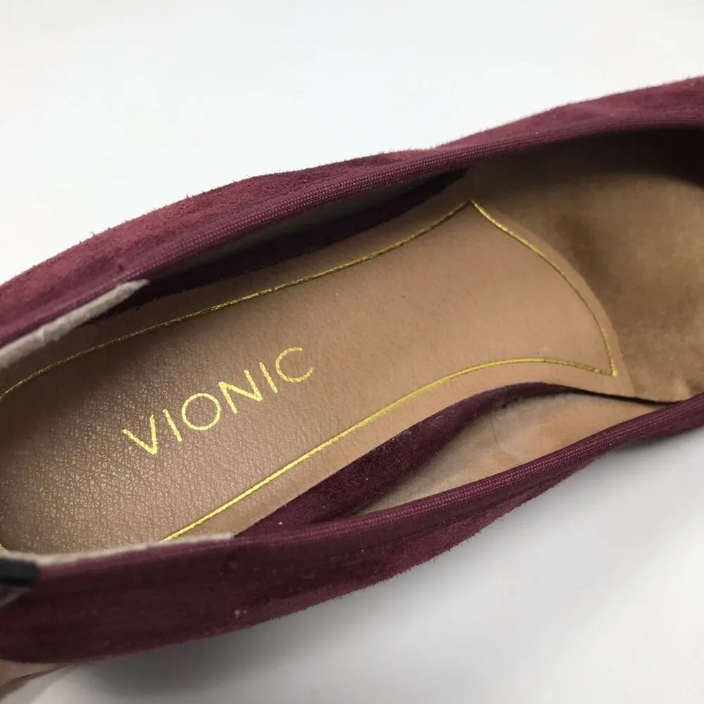Vionic Daphne Suede Patent Block Heel Bow Low Pump Shoes Merlot Black Burgundy 8 - Image 12