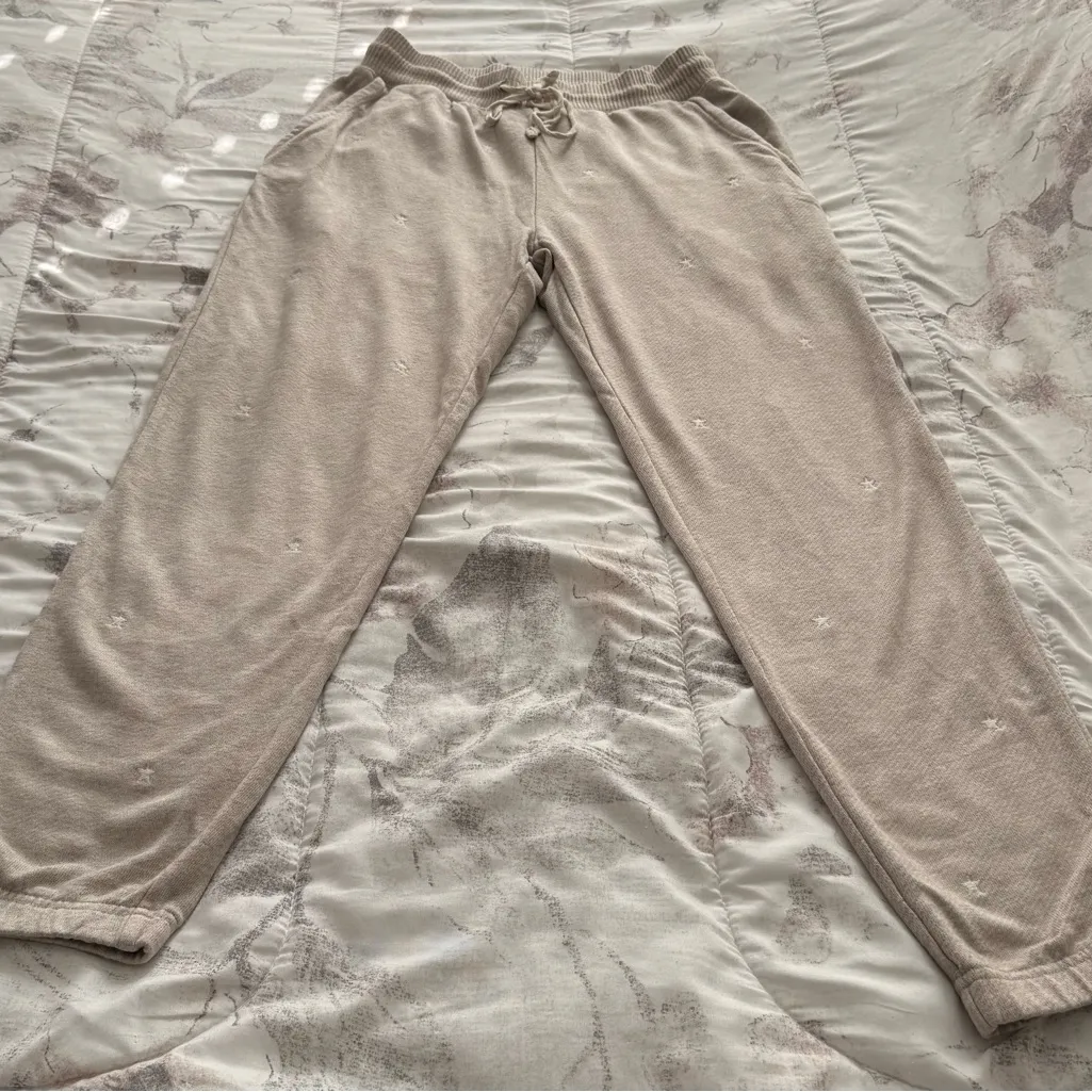 Rails Kingston Heather brown embroidered stars sweatpants Joggers, size S gym - Image 16