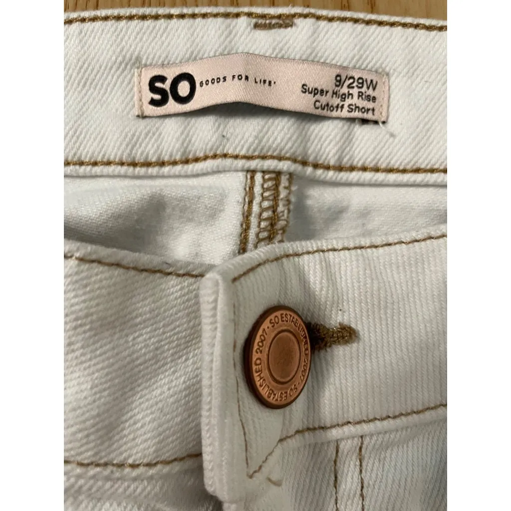 Womens SO Super High Rise Cutoff Stretchy Jean Shorts Rainbow 🌈 Pocket sz 9/29W - Image 4