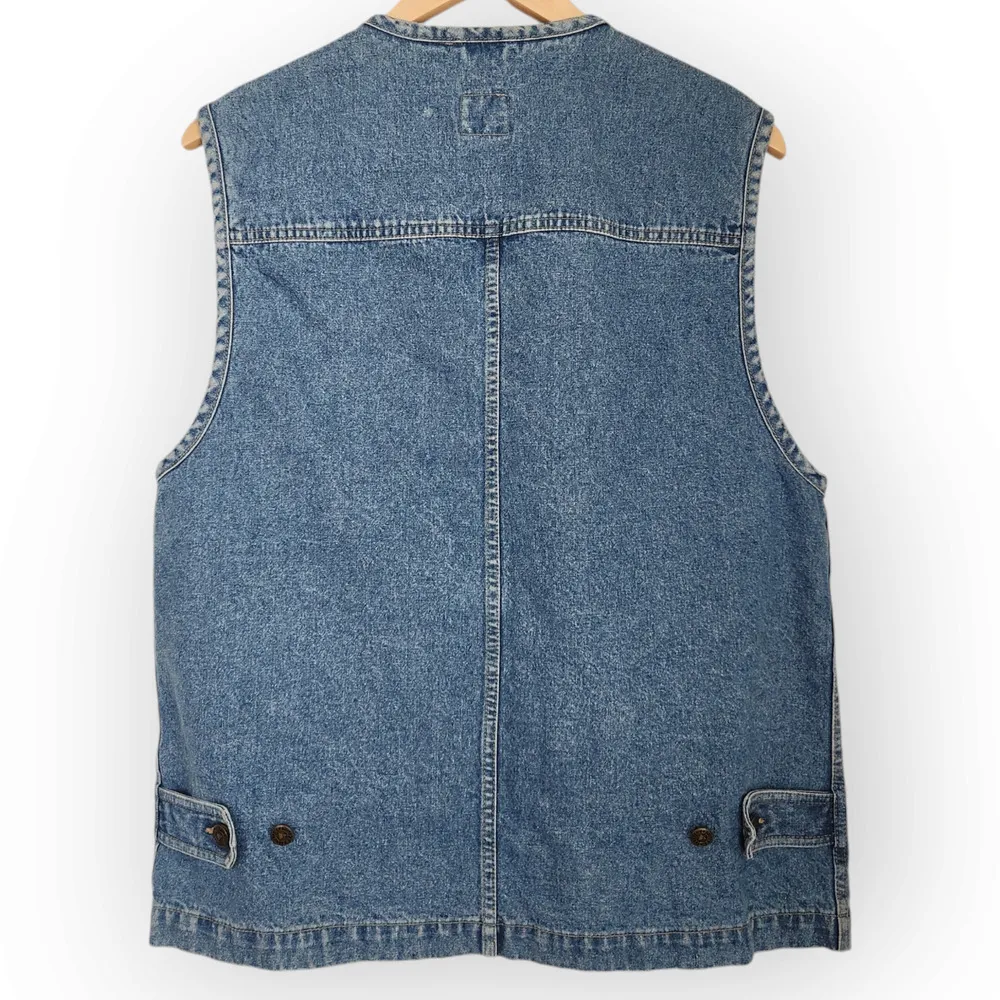 Vintage Lizwear Denim Utility Zip Up Vest S - Image 6