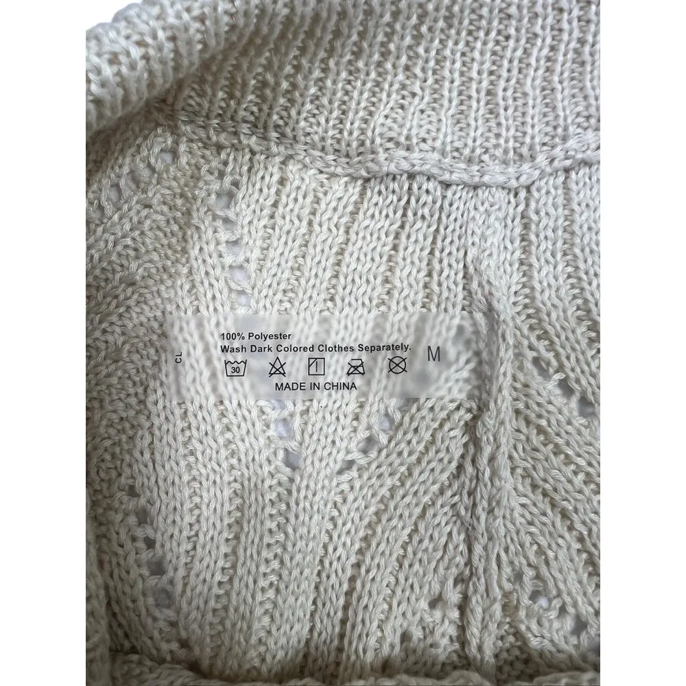 Women's Knitted Cream Shorts Size M - Image 3