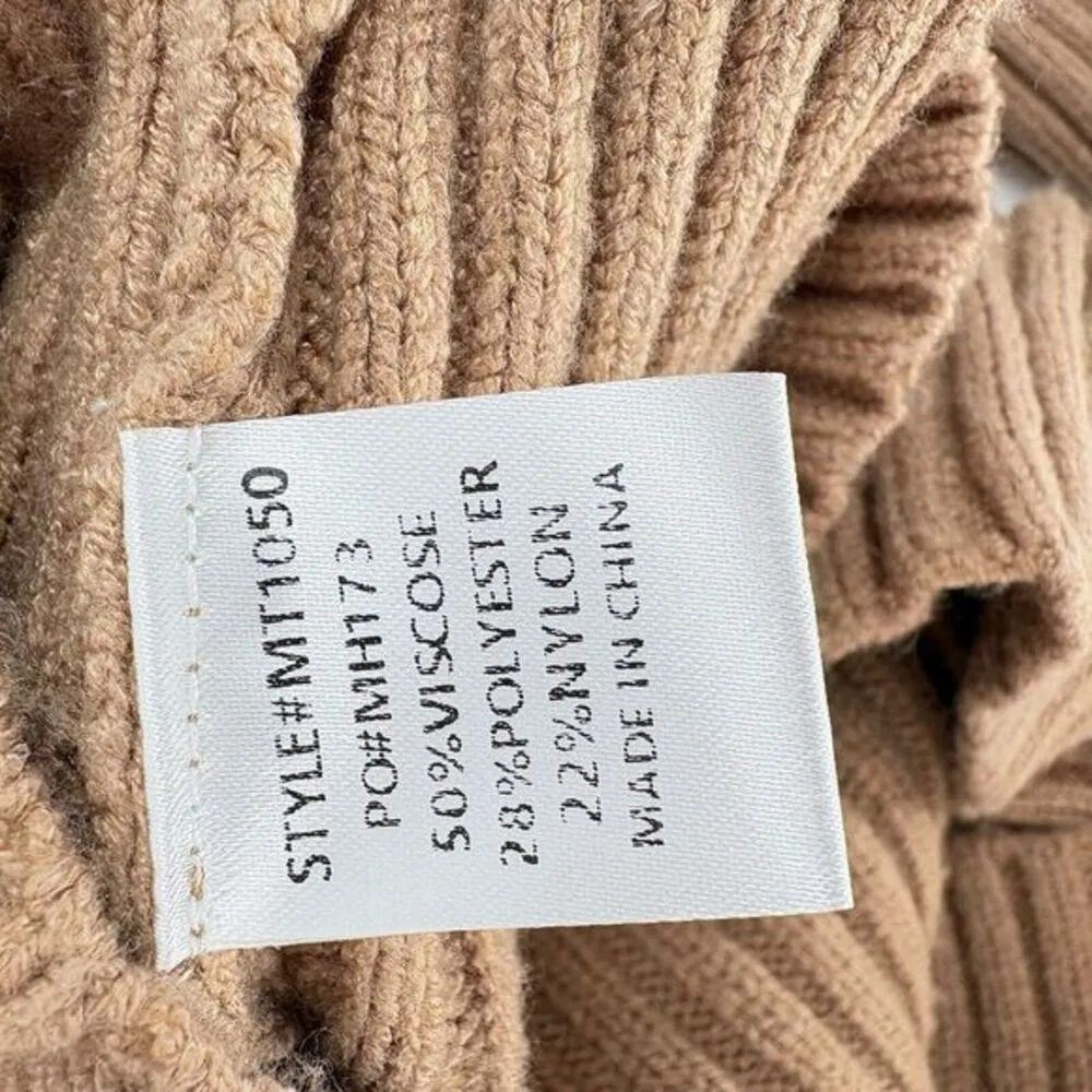 MIMOSA Women’s Sz Small Beige Cropped Turtleneck Sweater Cozy Oversized - Image 8