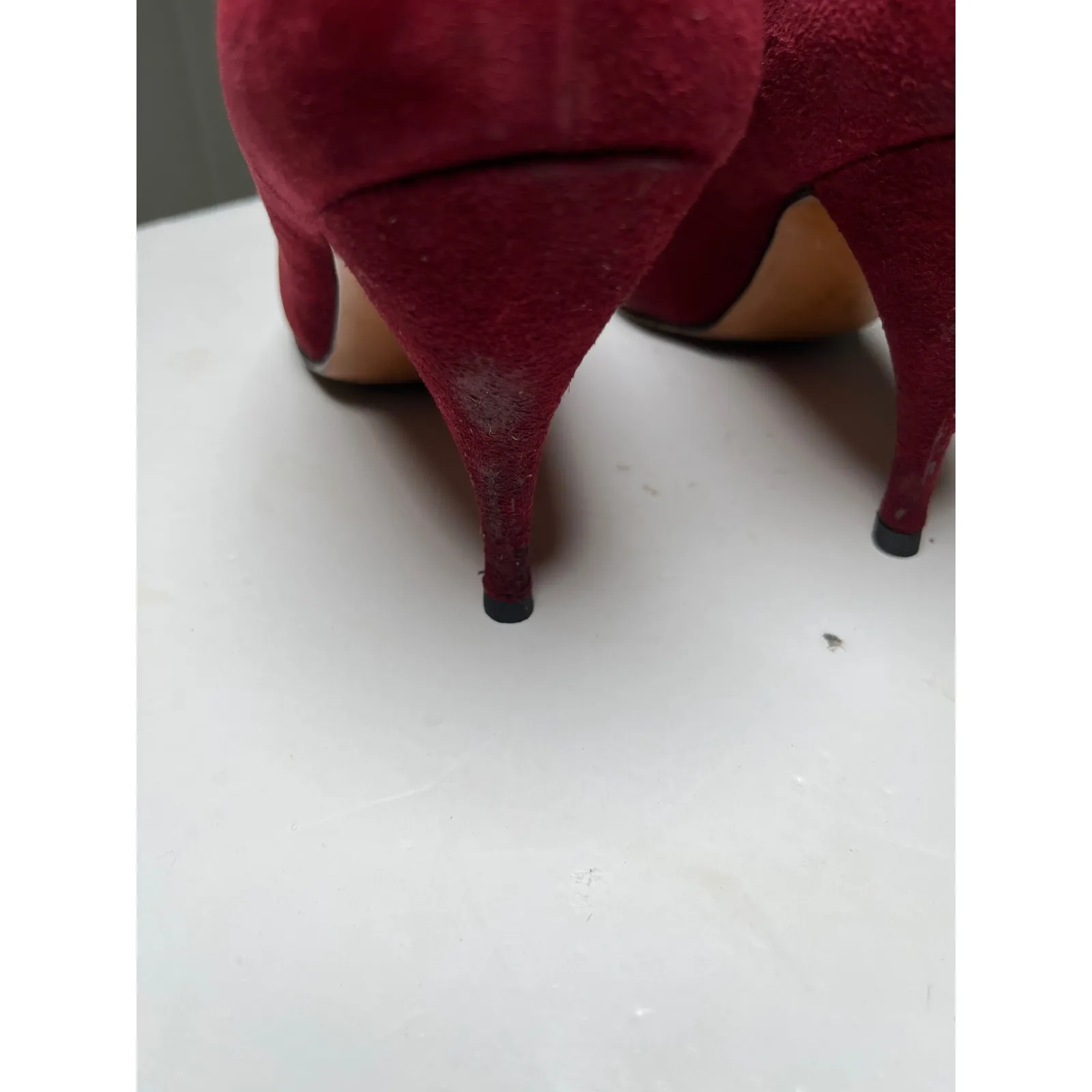 Martina Wine‎ Red Pumps Women's 7S Slim Narrow Classic Leather Heels Vintage Size 7 - Image 12