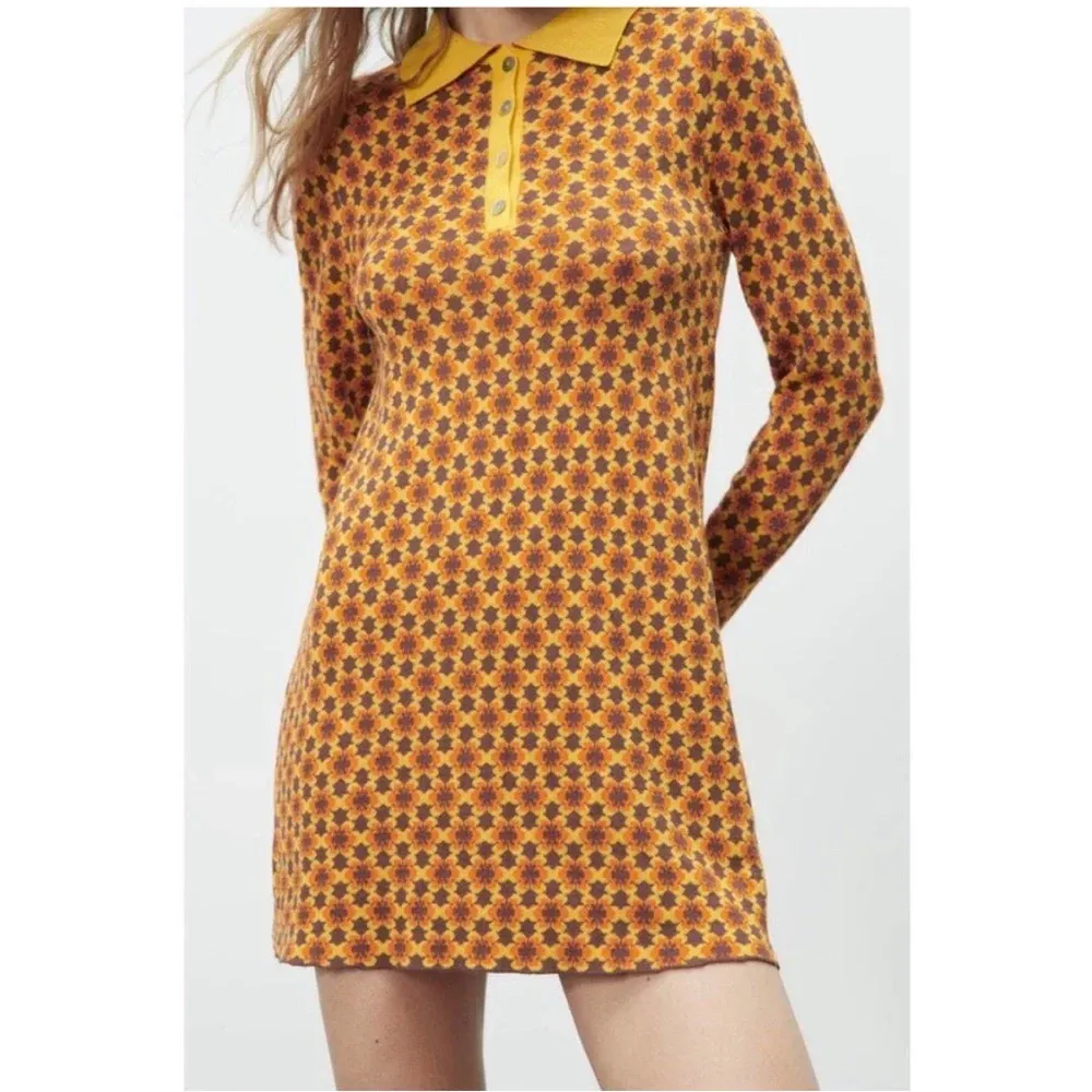 Zara Women’s Vintage Inspired Geometric Jacquard Dress Medium - Image 2