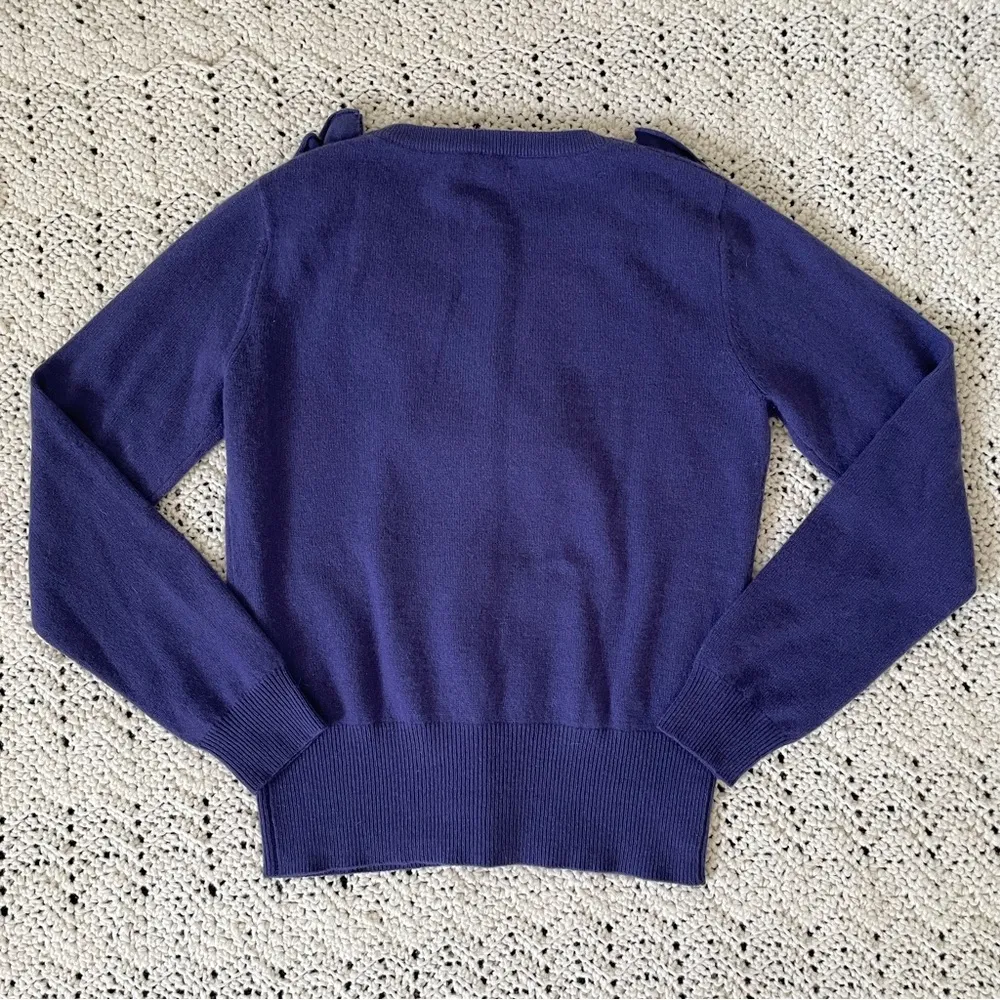 Oats Cashmere Ruffle Front Long Sleeve Cardigan Purple (Small) grandmacore comfy - Image 2