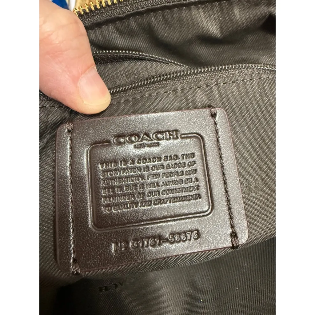 Coach Beige & Brown Signature Print Satchel Bag - Image 8