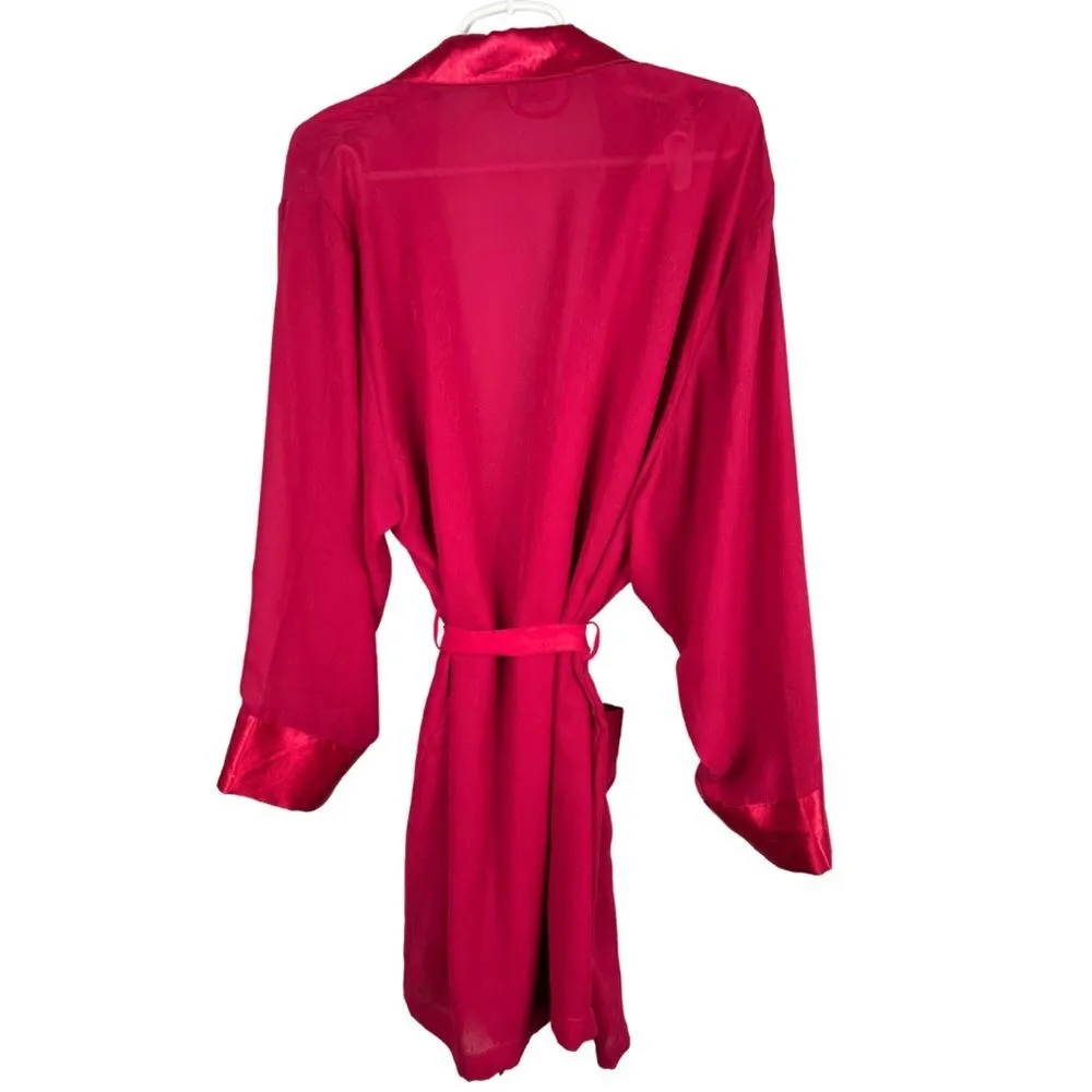 Gold label Victoria’s Secret robe fuchsia paisley floral sheer vintage medium - Image 7