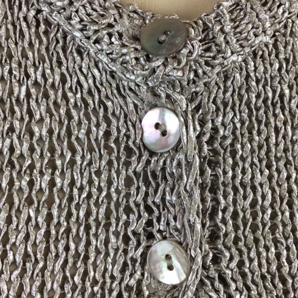 Peruzzi Italy Taupe Woven Knit Cropped Cardigan Sweater S NEW Tan - Image 5