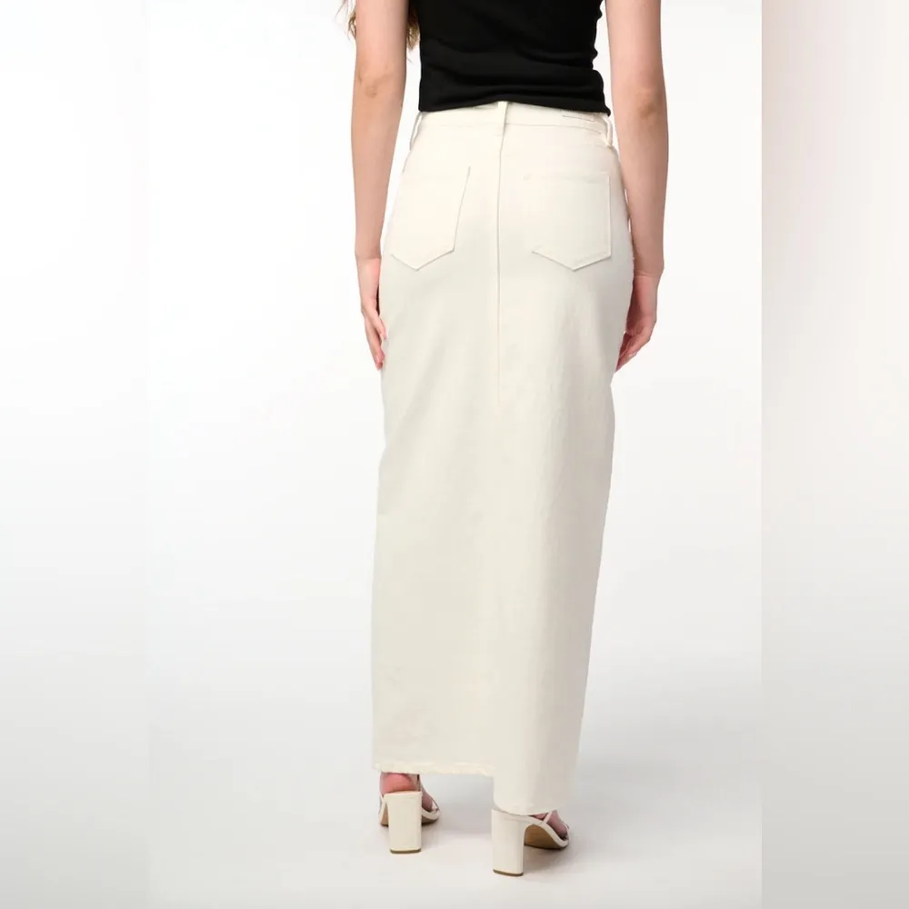 NWT Blank NYC Denim Maxi Slit Skirt Sz 27 Ecru Off White - Image 3