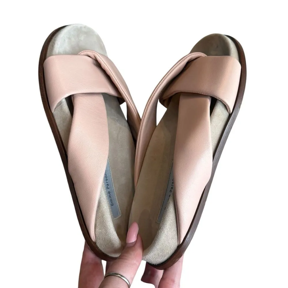 Emme Parsons Size 37 Folded‎ Slide Sandals Blush Pink Nappa Leather Minimalist - Image 3