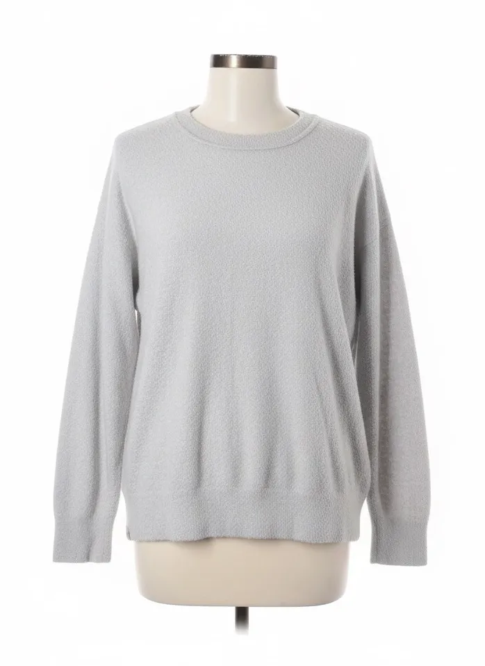 Barefoot Dreams Sweater CozyChic Lite Knit Gray Petite Large Crewneck Pullover - Image 1