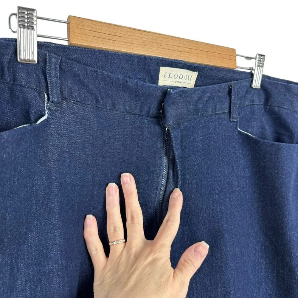 Eloquii Regular Fit Denim Kady Pant Dark Blue Wash Cotton Plus Size 16V - Image 4