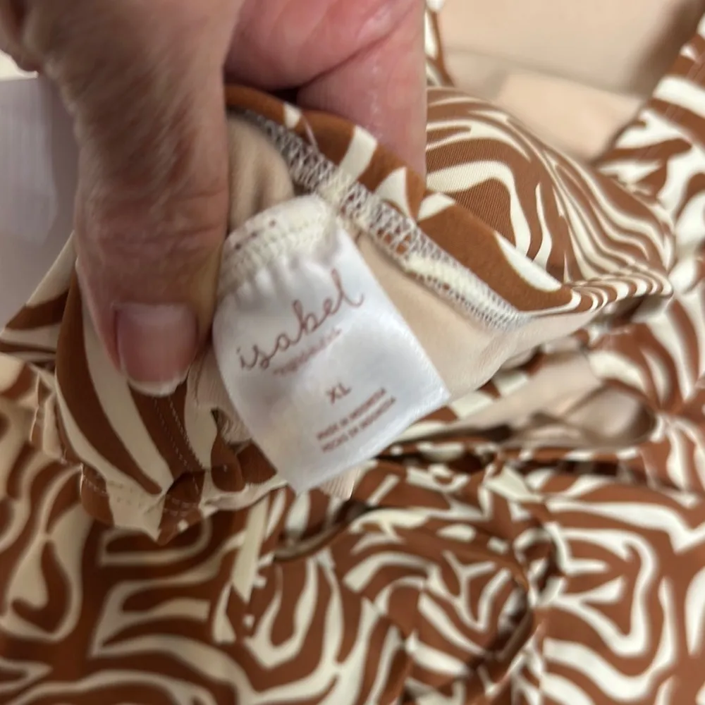 Isabel Maternity by Ingrid & Isabel Brown and White One Piece Swimsuit Size XL - Image 7