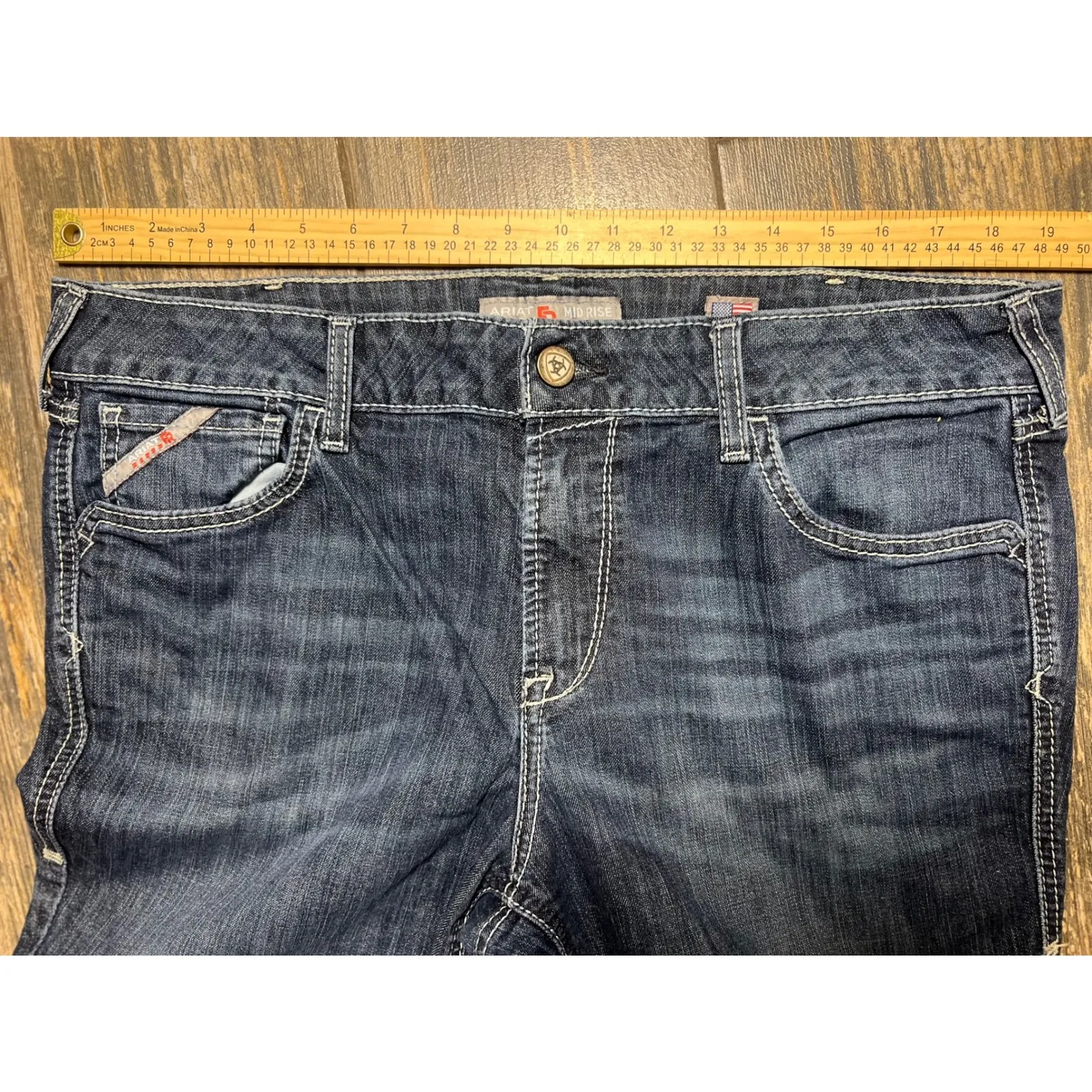 Ariat FR Mid Rise Bootcut Jeans Dark Wash Womens Size 33R USA Western Workwear‎ - Image 5