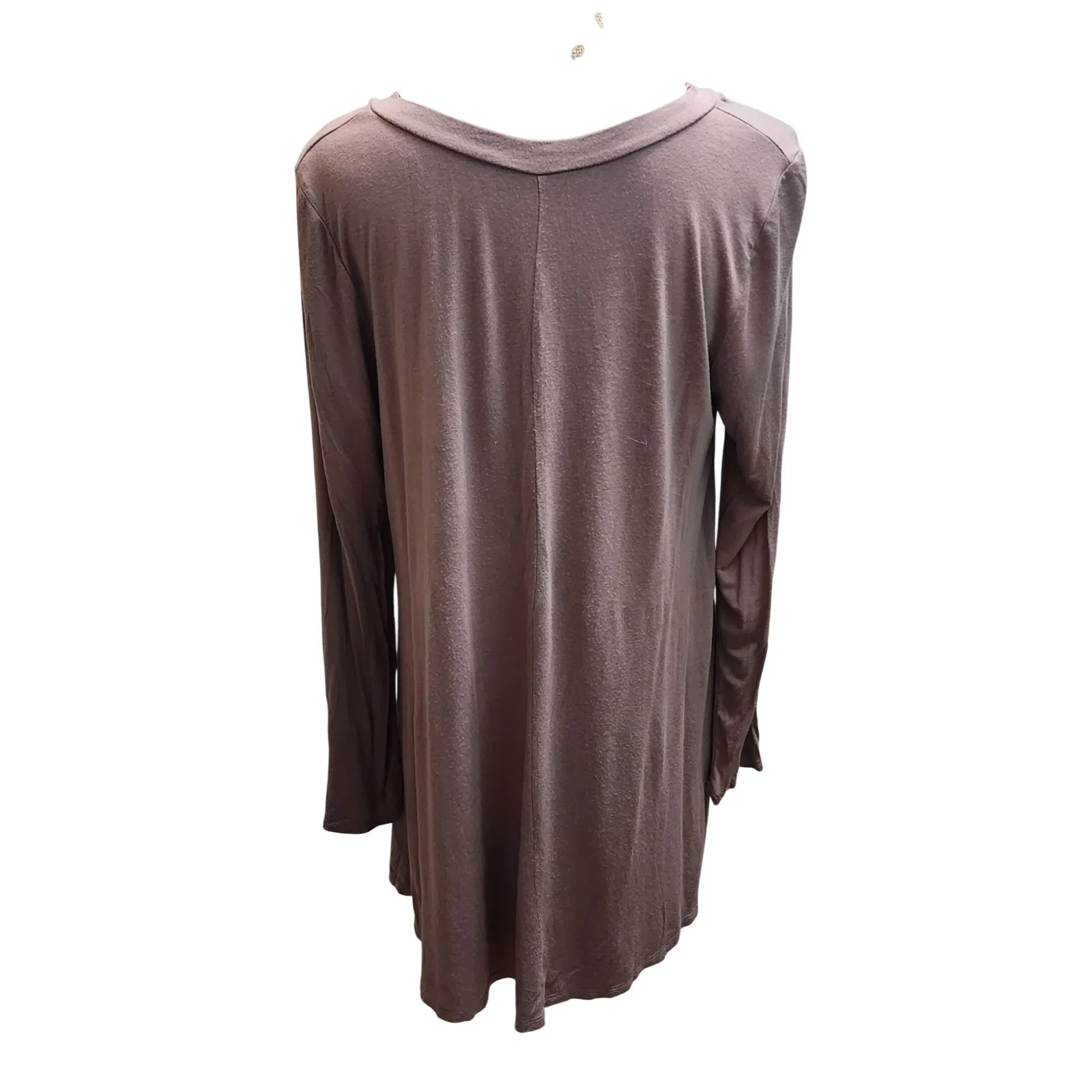 Womens V Neck Long Sleeve‎ Tunic Top Casual Everyday Blouse Brown Size XXL - Image 2