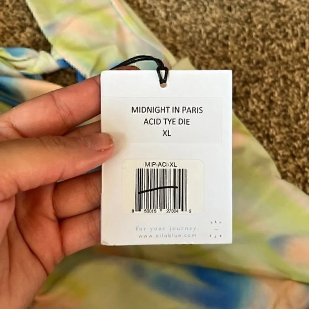 NWT Alia Blue Midnight in Paris swimsuit in Acid Tie Dye Size XL - Image 4
