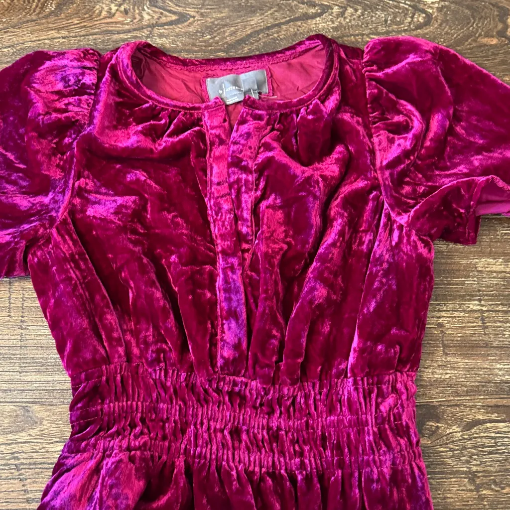 Anthropologie Somerset Mini Dress Velvet Edition Magenta XXS NWT - Image 8