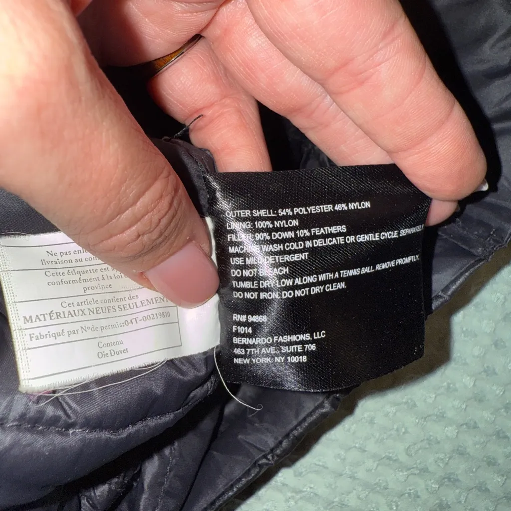 Bernardo Ladies Down Puffer Long Black Coat Medium - Image 4