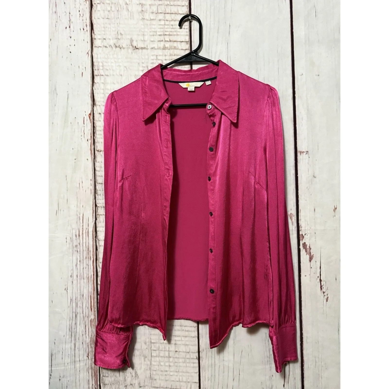 Boden Dart Viscose Satin Detail Fitted Long Sleeve Blouse Shirt Pink Size 6R - Image 2