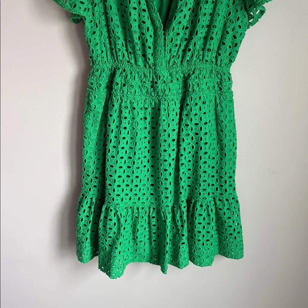 ANTHROPOLOGIE The Somerset Mini Dress: Eyelet Edition In Green XL - Image 5