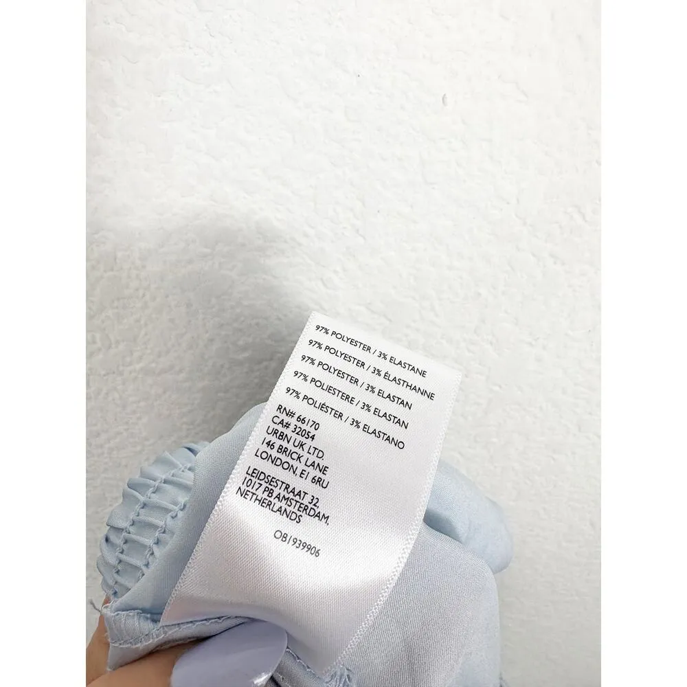 Urban Renewal Remnants Satin Puddle Pants Medium Baby Blue Stretch Wide Leg - Image 6