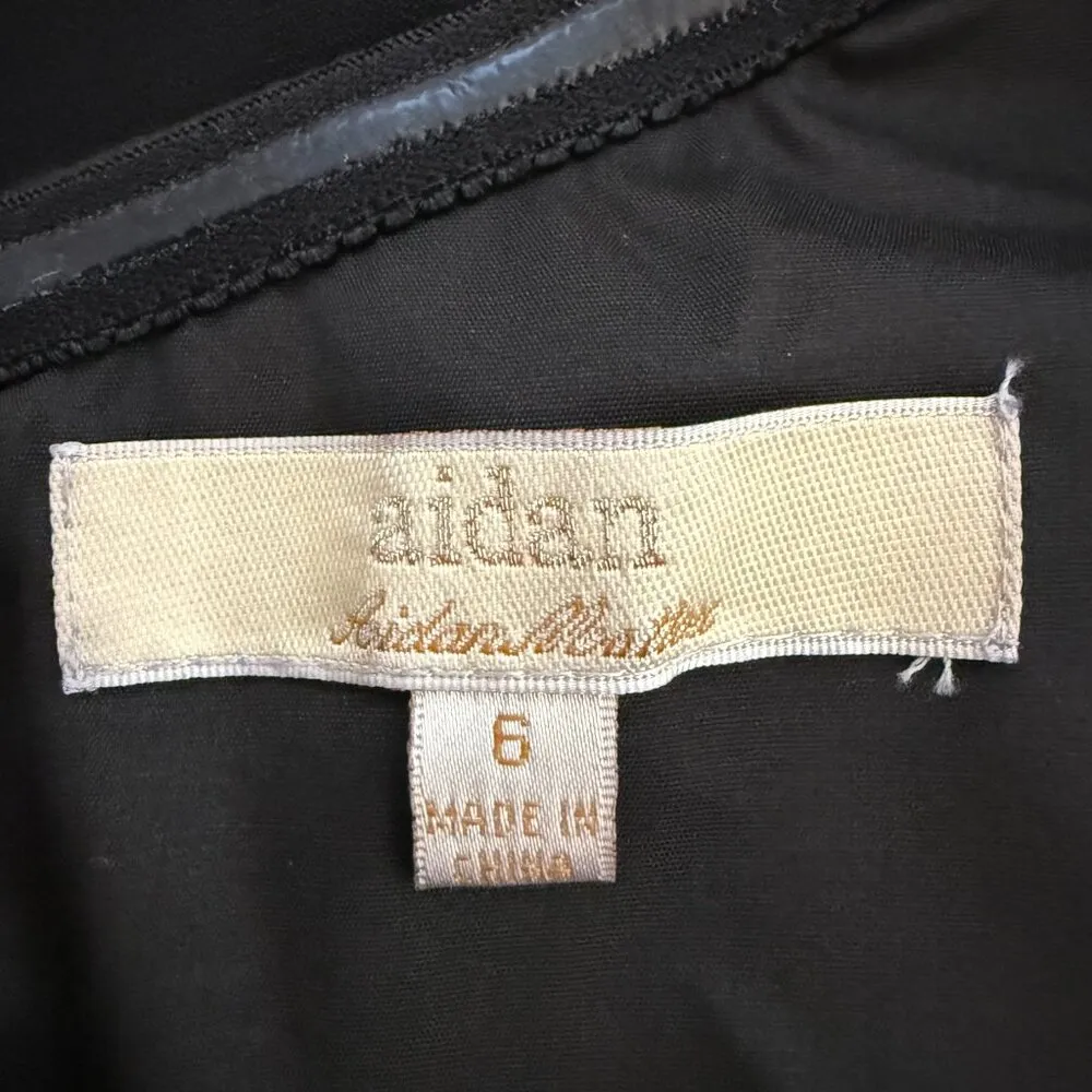 Aidan Mattox Asymmetric Ruffle Bodycon Cocktail Mini Dress Womens 6 Black Tulle - Image 13