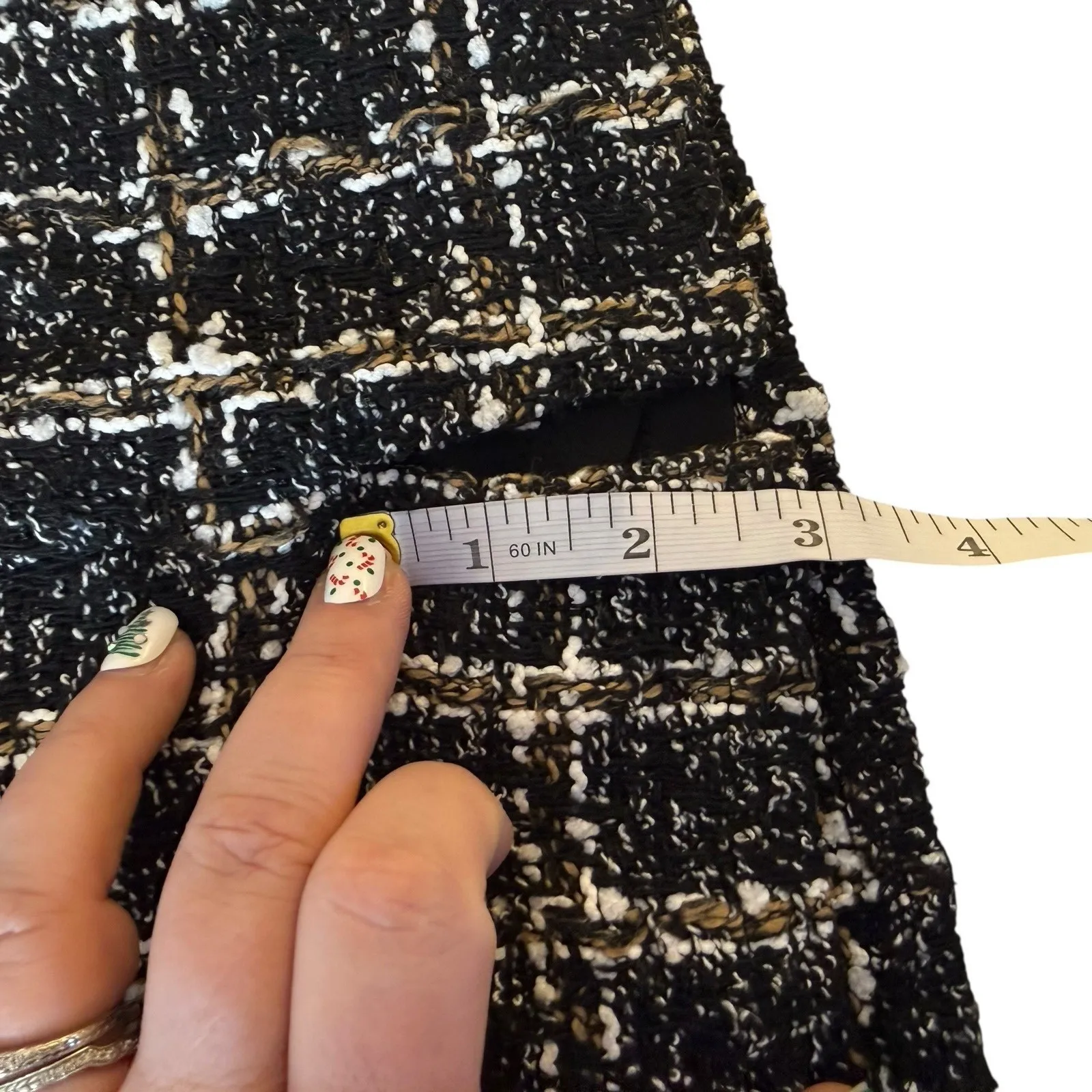 Francescas Black Plaid Tweed Mini Skirt Medium Academia Twee Clueless 90s Preppy - Image 9