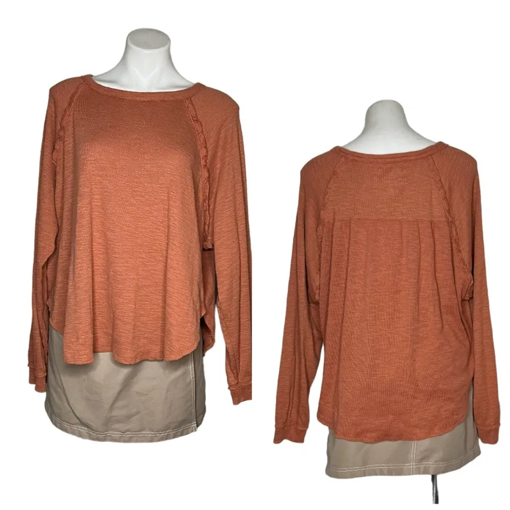 PILCRO Anthropologie Diana Pullover Knit Top Ruffle Detail Rounded Hem Size XL - Image 11
