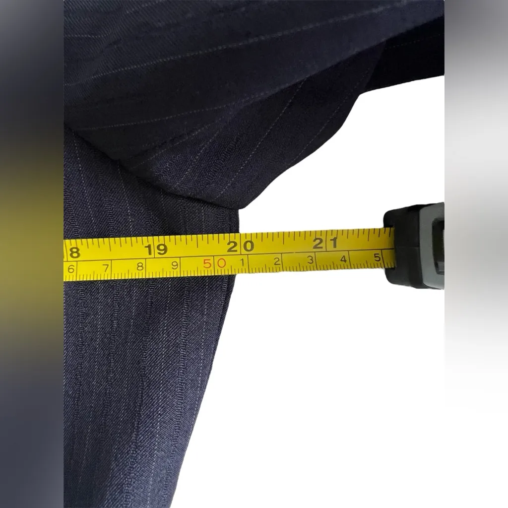 Le Suit Womens Jacket Pinstripe Dark Blue 3-Button Long Sleeve Notch Lapel Sz 10 - Image 8