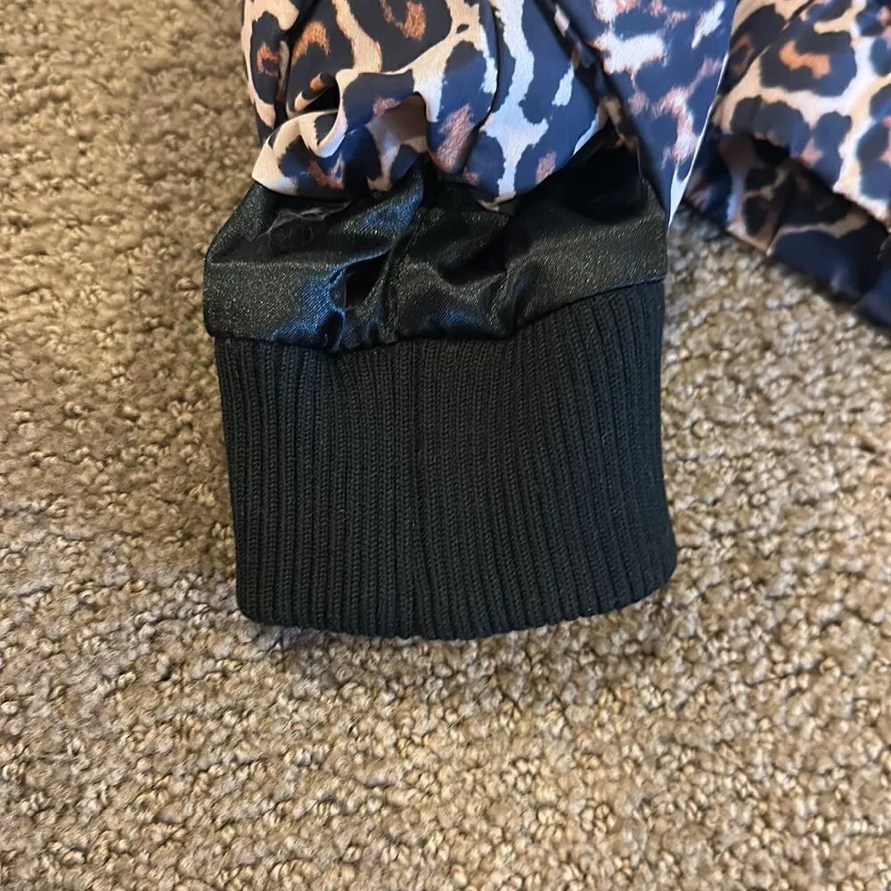 GENERATION LOVE WOMENS HOODED LEOPARD PRINT PUFFER LIGHT JACKET SIZE XS - Image 4