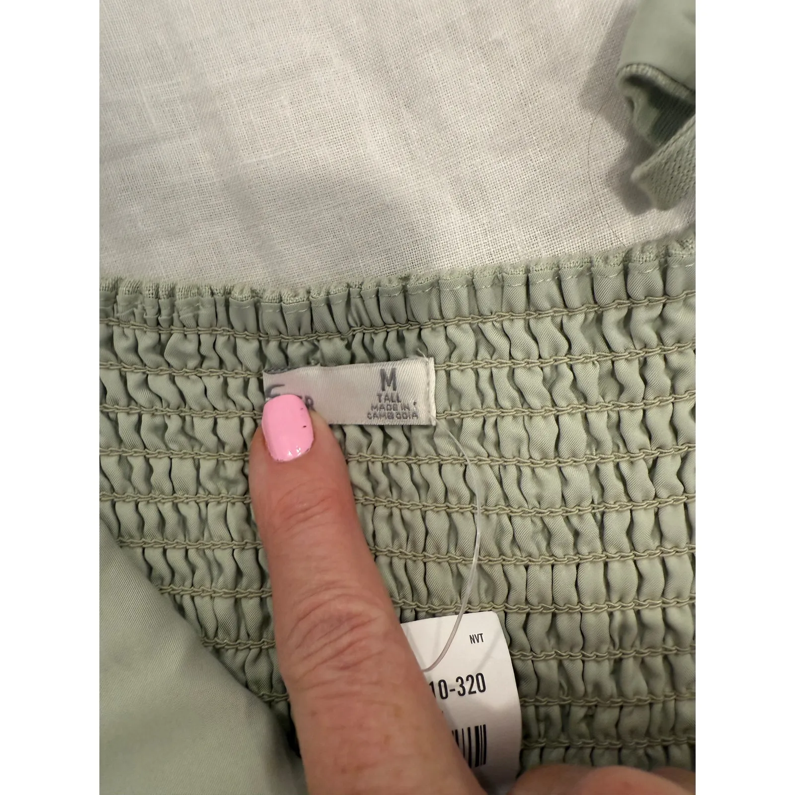 NWT Hollister Linen Blend Smocked Wide Leg Jumpsuit Green Women's Size Medium - Image 11