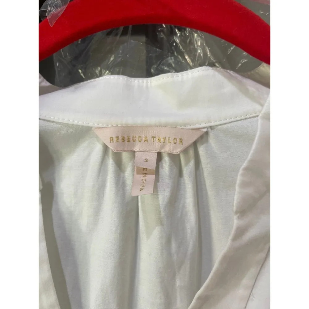 Rebecca Taylor 3/4 Sleeve Twill Belted Dress Milk Womens Size Small - Image 6