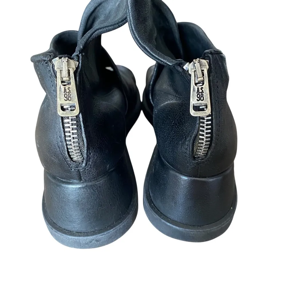 A.S.98 Black Leather Zipper Back Sandals size 39 Fits US 8.5 - Image 2